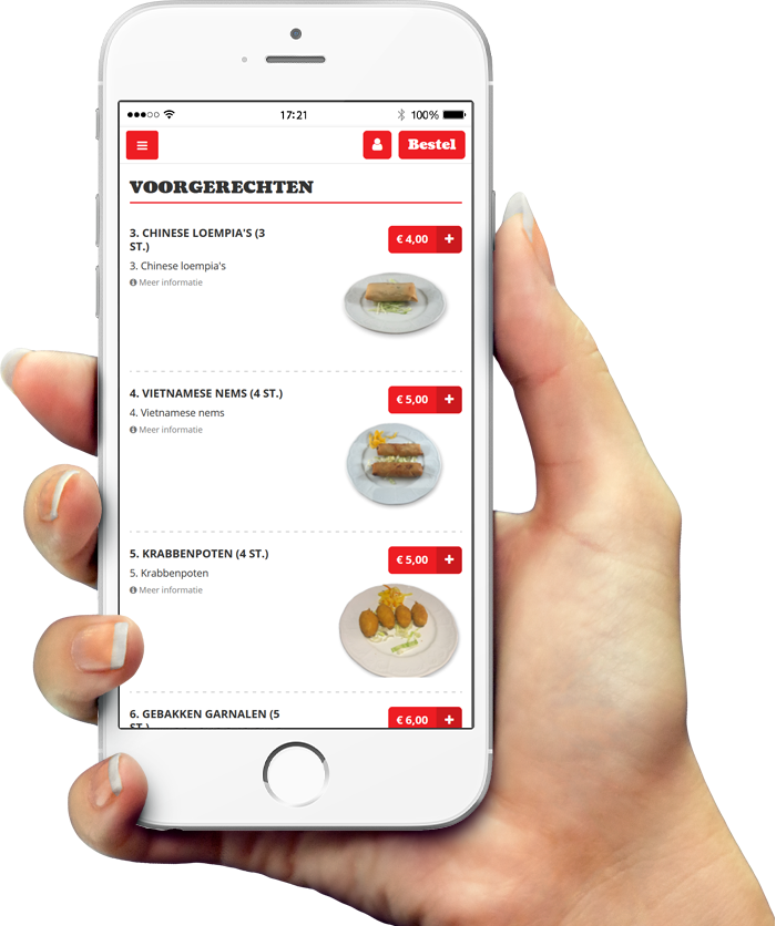 Voorbeeld van onze app op smartphone